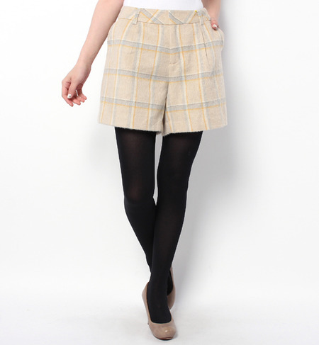 チェック柄シャギーショートパンツ