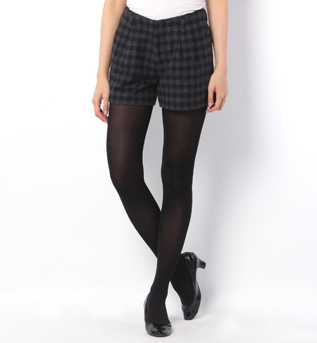 チェック柄シャギー２タックショートパンツ