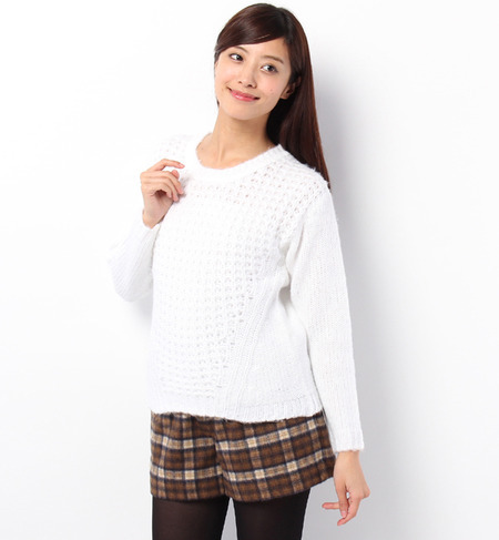 ワッフル柄ニットTOPS