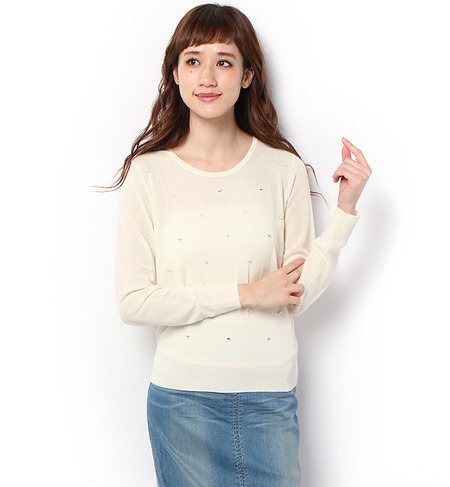 【ロペピクニック/ROPE’ PICNIC】 ビジュー付ニットTOPS [3000円(税込)以上で送料無料]
