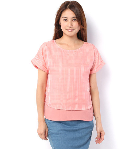 チェックジョーゼットブラウス