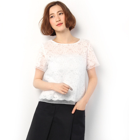 【ロペピクニック/ROPE’ PICNIC】 オーガンジー・レースプルオーバー [3000円(税込)以上で送料無料]