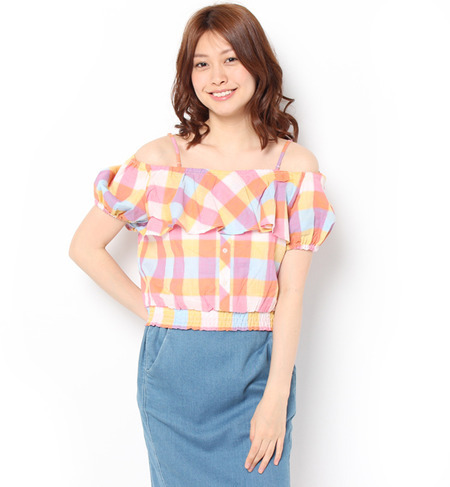 【ロペピクニック/ROPE’ PICNIC】 スラブチェックオフショルブラウス [3000円(税込)以上で送料無料]
