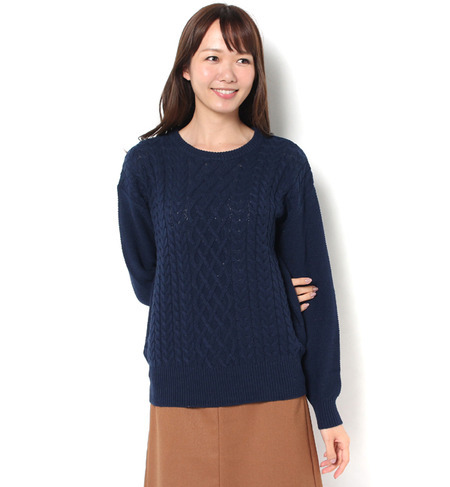【ロペピクニック/ROPE’ PICNIC】 バルキー綿混アラン柄TOPS [送料無料]