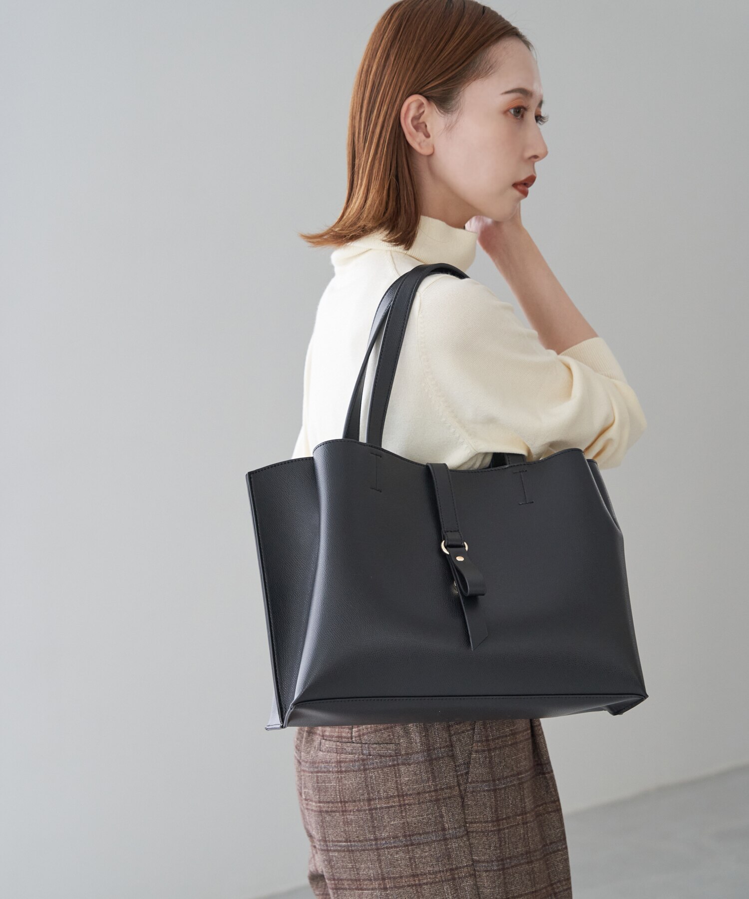 【WEB限定カラー:ピンク】フラットリボンベルト2層A4トートバッグ