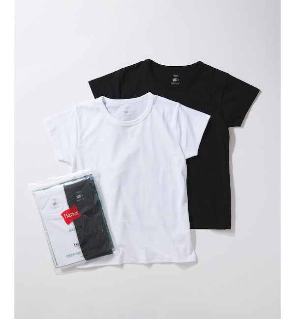 ＜アイルミネ＞【アダム エ ロペ/ADAM ET ROPE’】 【Hanes for BIOTOP】Compact T-Shirts（ホワイト×ブラック）