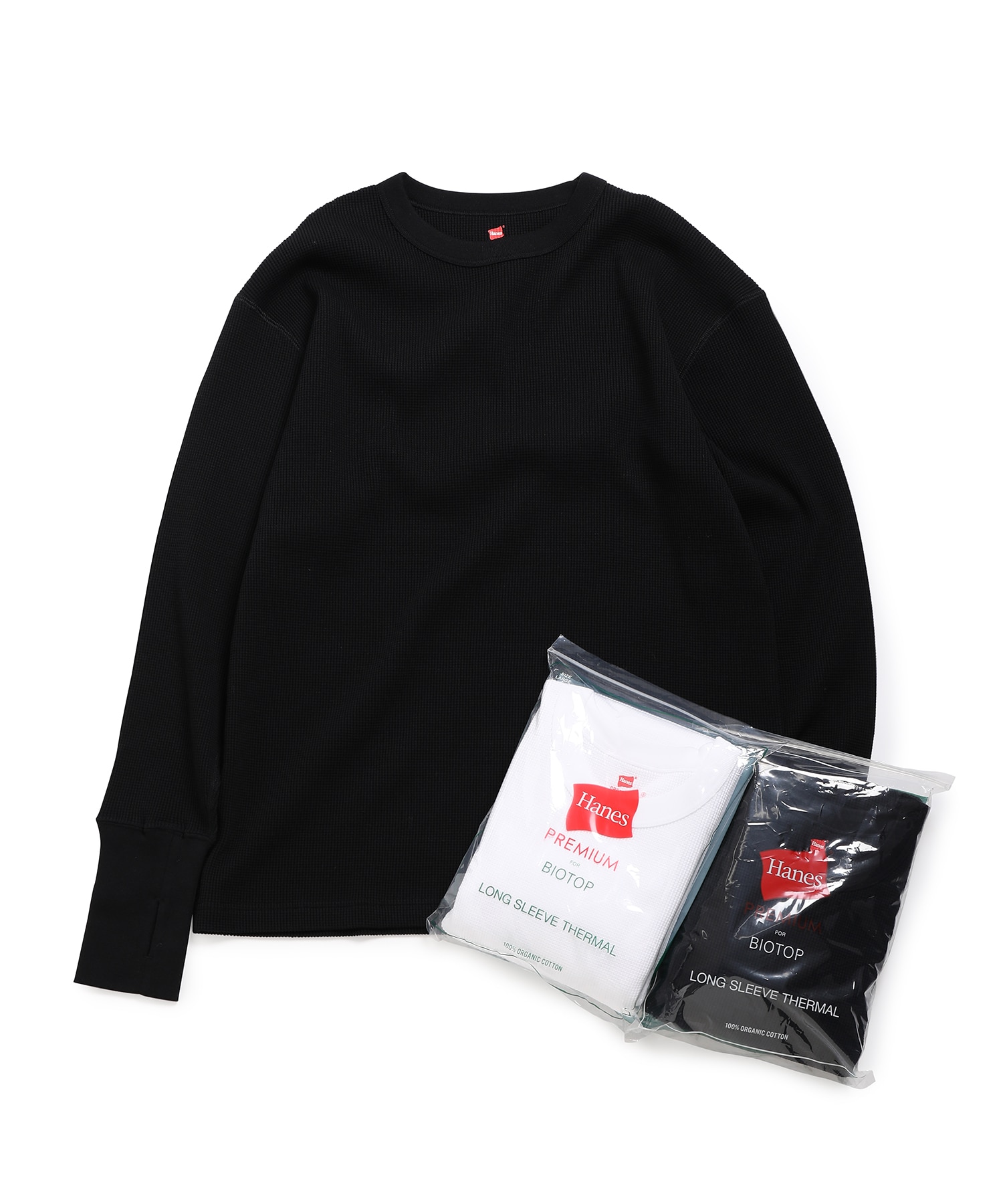 Hanes for BIOTOP】ORGANIC PREMIUM COTTON THERMAL CREW NECK