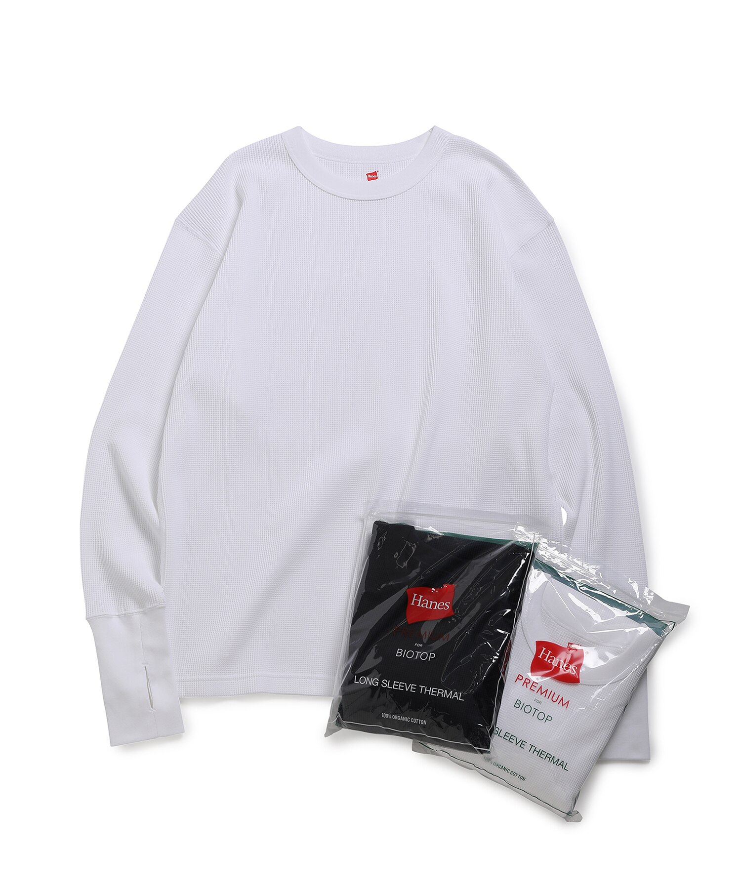 Hanes for BIOTOP】ORGANIC PREMIUM COTTON THERMAL CREW NECK