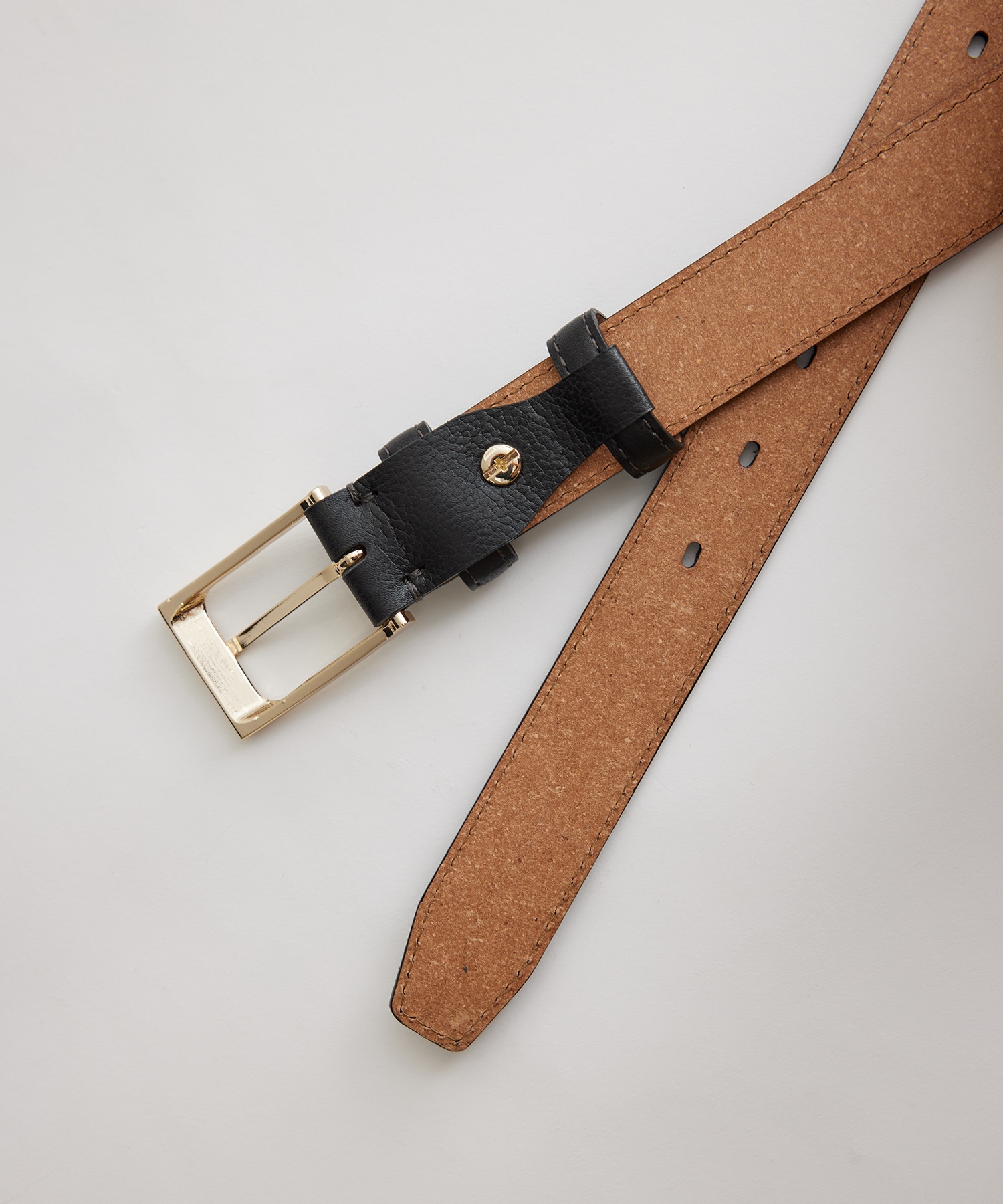 Slim size refined leather belt/Sustainable