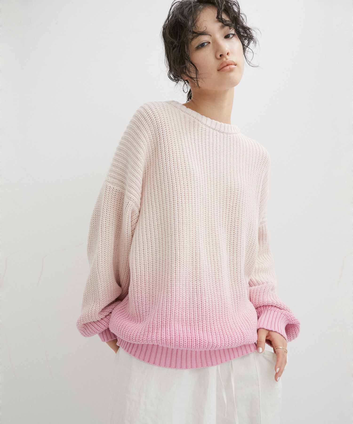 WEB限定】Dip Dye グラデーション 畦編み ルーズニット / ユニセックス