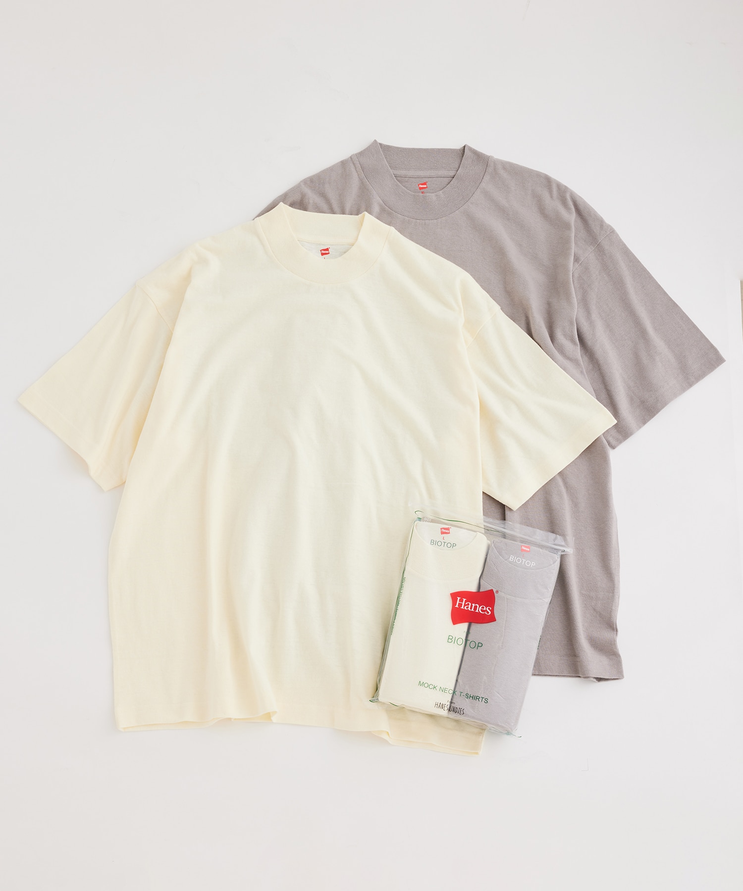 Hanes for BIOTOP】RECYCLE COTTON MOCK NECK T-SHIRTS（2枚パック