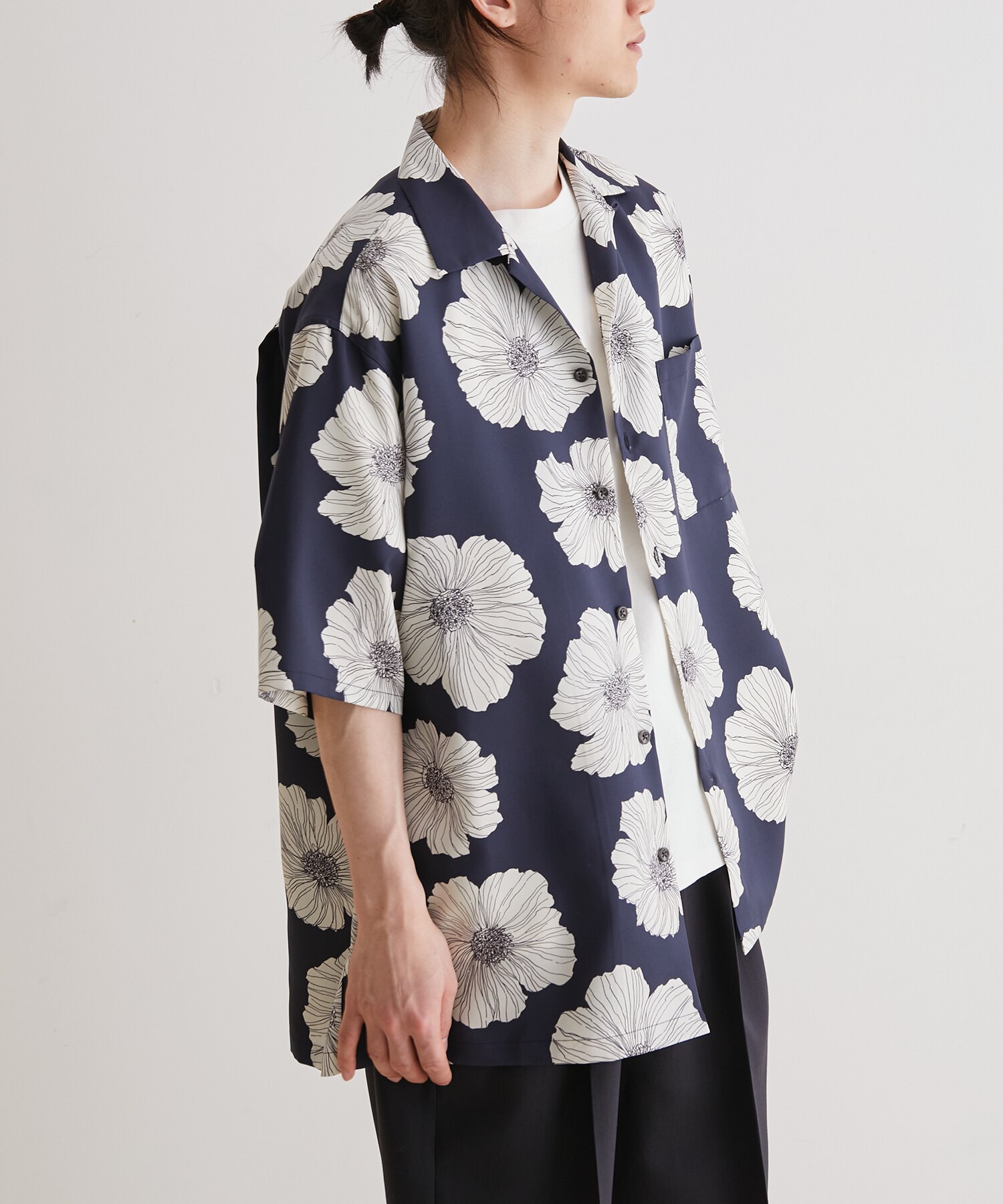 JACQUEMUS】BLUE FLOWERプリント オーバーサイズ シャツ-