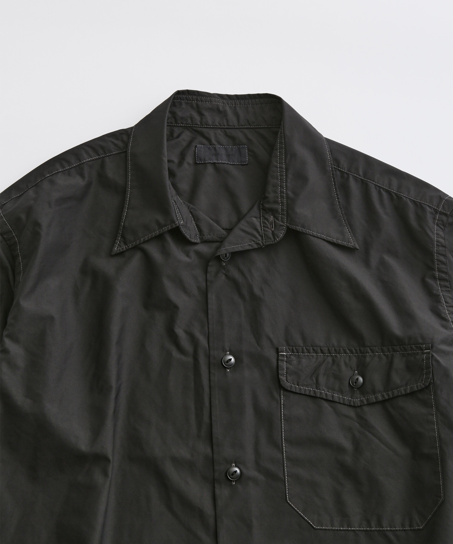 【ブラック系（02）】《High Press Dyeing》シャンブレー タフタ オーバーサイズ ワークシャツ / セットアップ対応