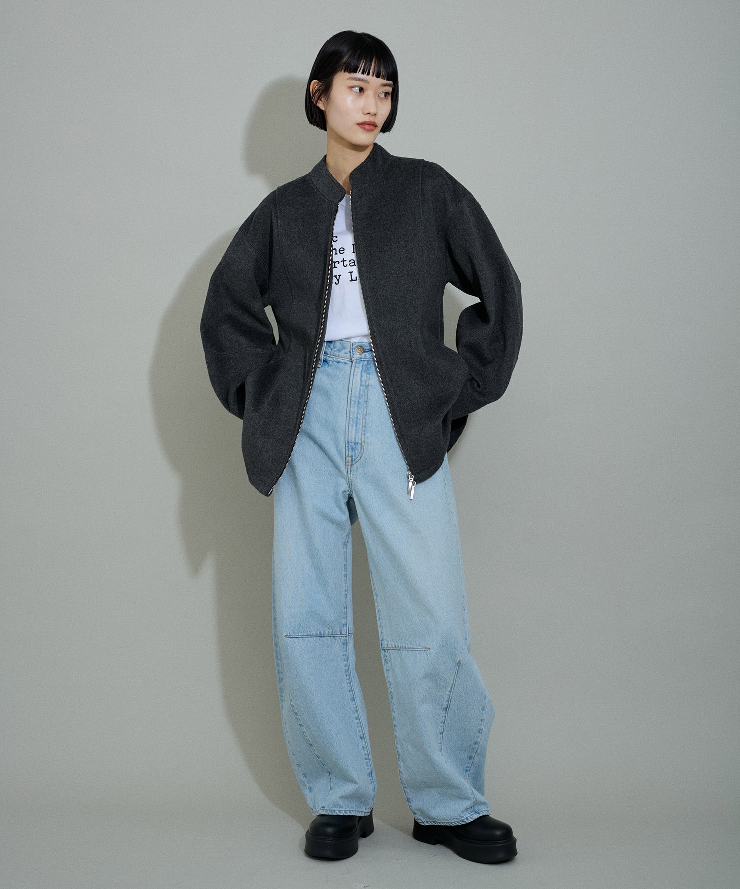 早割クーポン！ ET WEB限定】圧縮ペプラムブルゾン|ADAM ROPE'(アダム ロペ エ ジャケット・アウター
