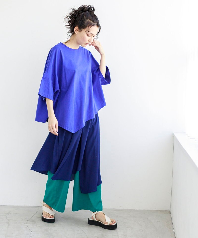 アシンメトリーヘムワイドTシャツ|OSMOSIS(オズモーシス)の通販 