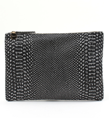 【clare VIVIER】FLAT CLUTCH BLK/WHT SNAKE