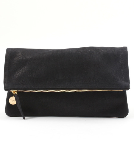 【clare VIVIER】FOLDOVER CLUTCH BLK NUBUCK