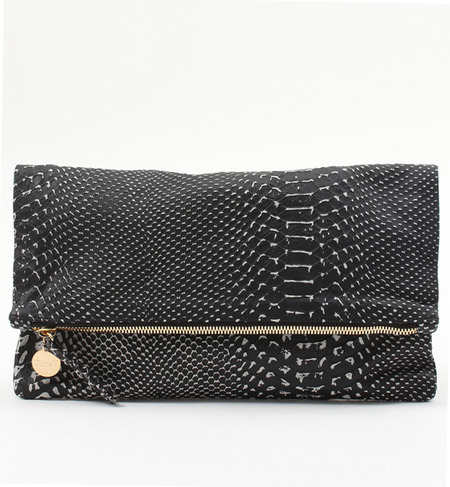 【clare VIVIER】FOLDOVER CLUTCH BLK/WHT SNAKE