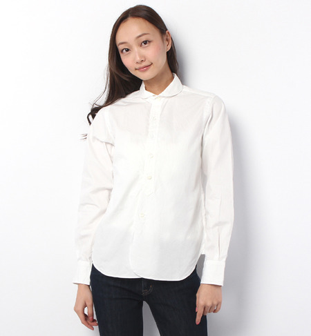 【HAVERSACK(ハバーサック)】丸襟長袖シャツ ピンオックス