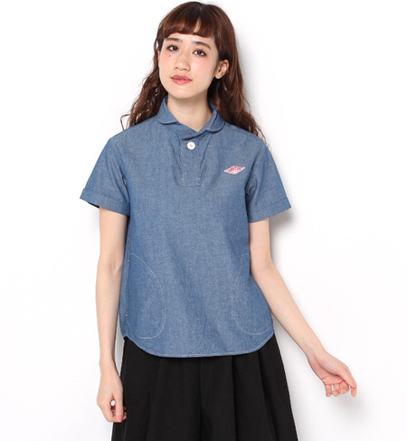 【DANTON(ダントン)】半袖丸襟ポケット付プルオーバーシャツ