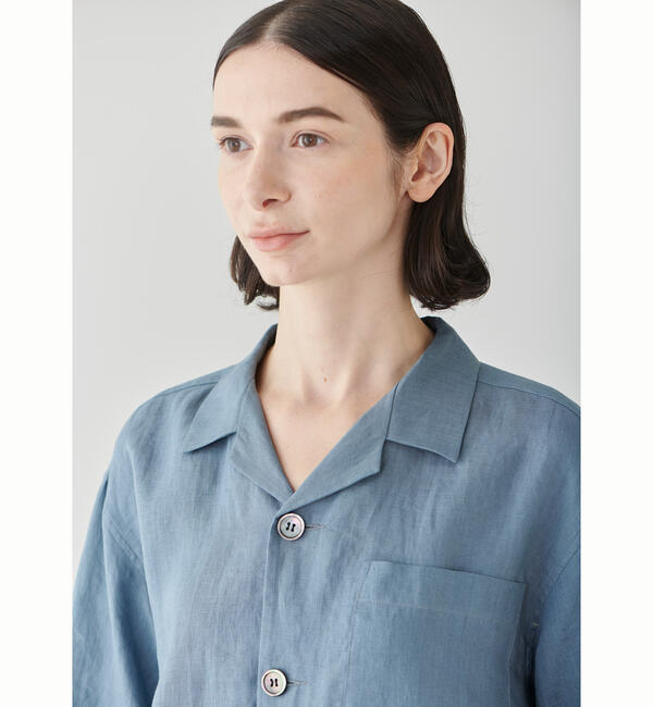 LE GLAZIK | リネン オープンカラー半袖シャツ WOMEN