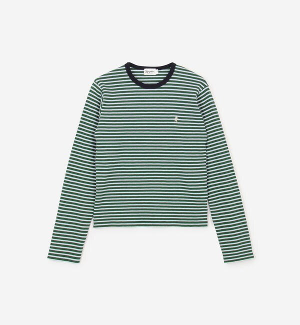 Gymphlex | ストライプリブ クルーネック長袖Tシャツ WOMEN