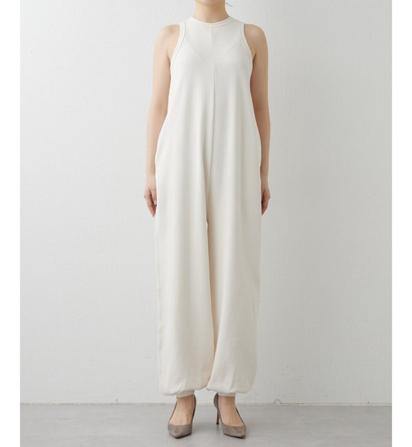 2024SS  【THE PAUSE】スウェットアメスリーブオールインワン　白ファッション