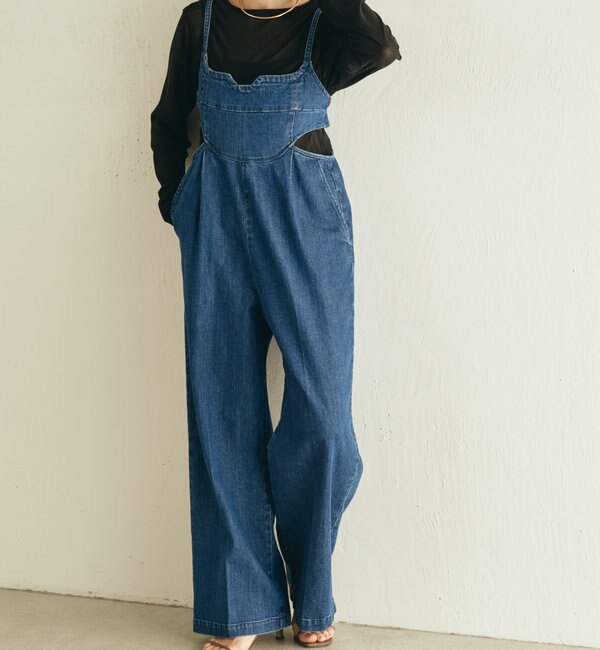 Q.anos/キュアノス】Clipping denim rompers|COLLAGE GALLARDAGALANTE