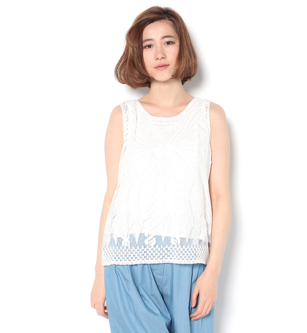 刺繍タンク