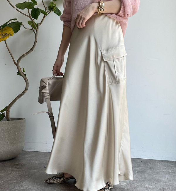 サテンマーメイドカーゴスカート|DouDou(ドゥドゥ)の通販｜アイルミネ