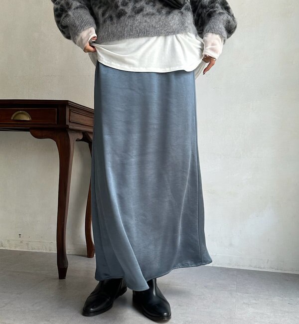 WEB限定】 モイストサテンスカート|DouDou(ドゥドゥ)の通販｜アイルミネ