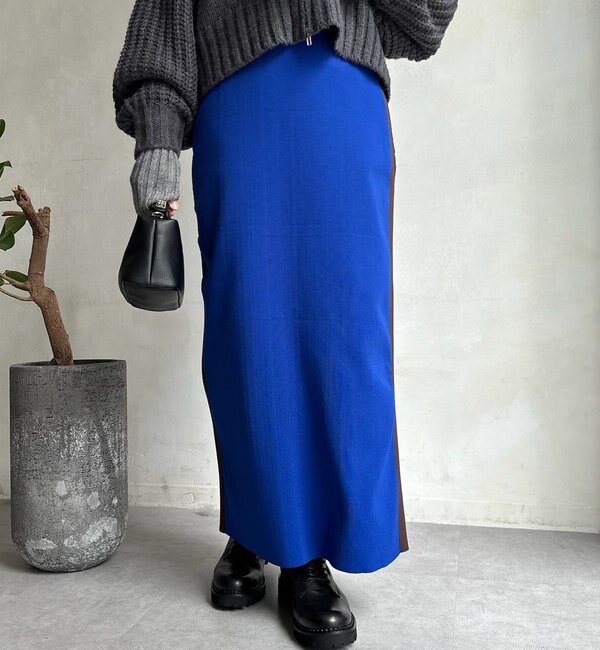 WEB限定】 配色ラインニットスカート|DouDou(ドゥドゥ)の通販｜アイルミネ