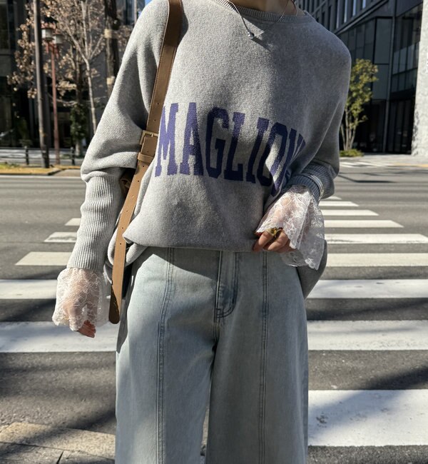 DouDou（ドゥドゥ）の「MAGLIONEインターシャロゴポンチョニット（ニット/セーター）」 - WEAR