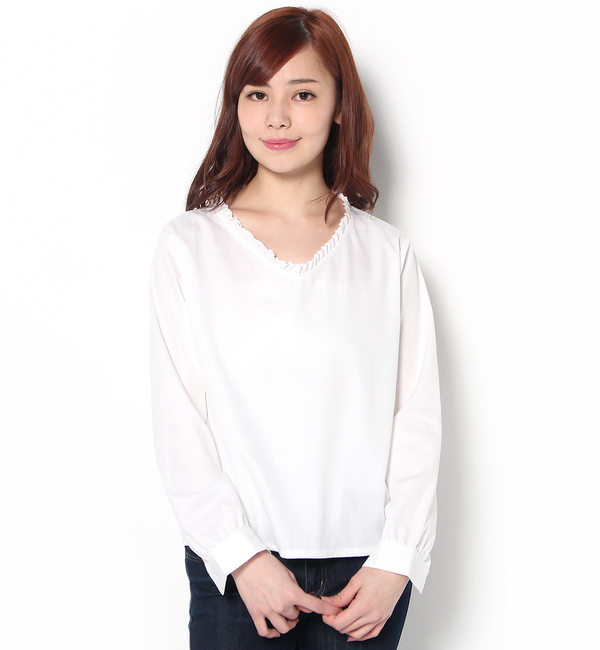 Vネックブラウス