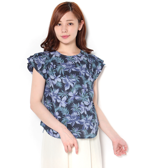 パナマ袖ギャザーブラウス