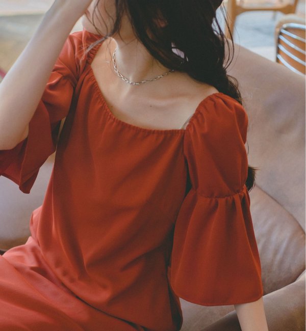 結婚式/オケージョンドレス】Bell sleeve color dress|Kastane 
