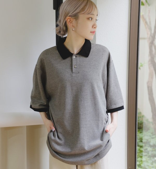 【WHIMSIC】MICRO BORDER POLO SHIRT