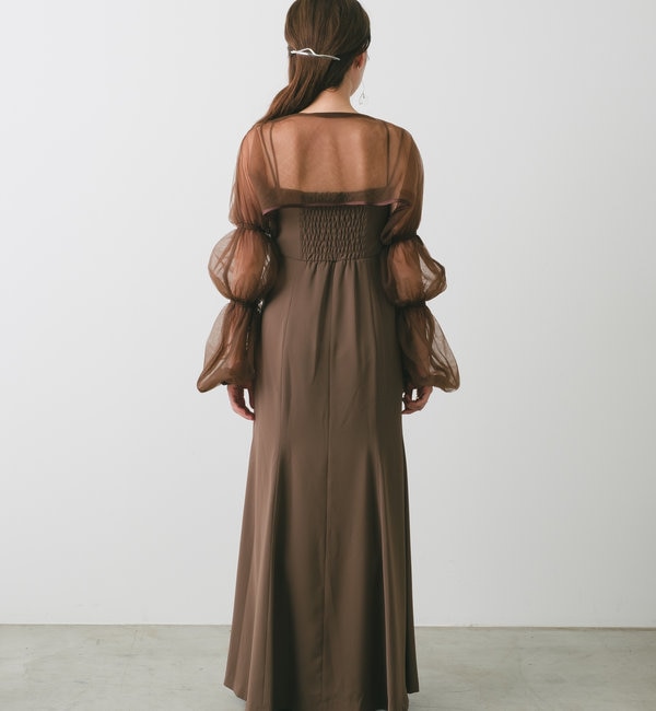 オケージョンドレス/結婚式】Tulle layered bare dress|Kastane 