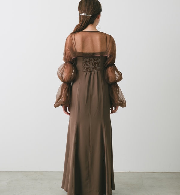 カラーブラウンkastane Tulle layered bare dress ブラウン 0