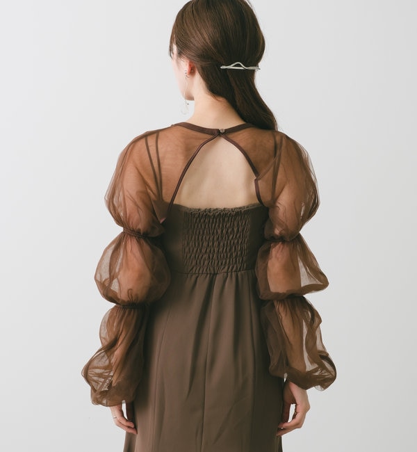 オケージョンドレス/結婚式】Tulle layered bare dress|Kastane 