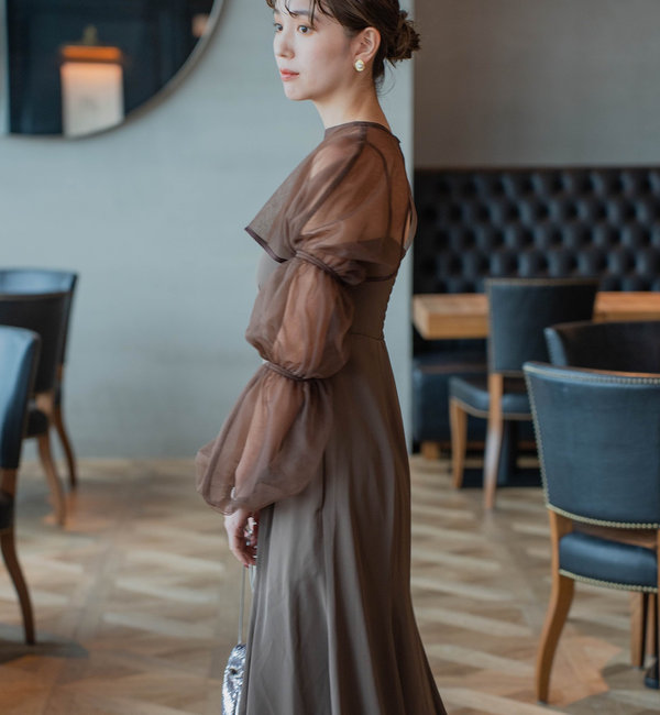 オケージョンドレス/結婚式】Tulle layered bare dress|Kastane