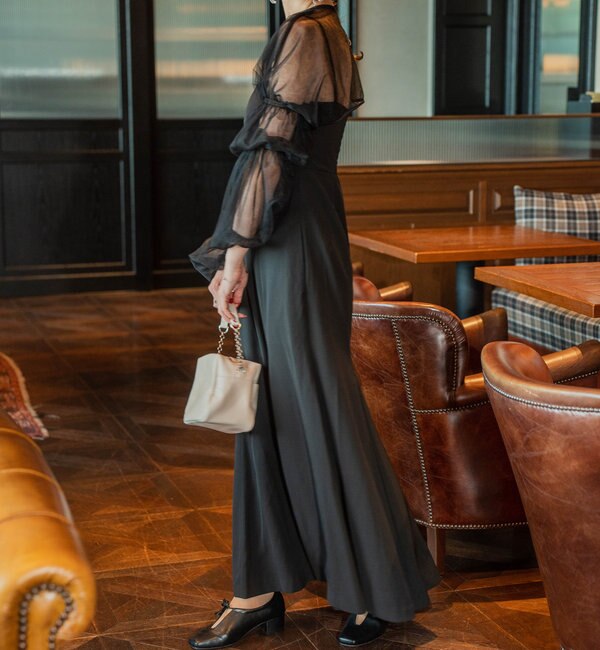 Kastane / カスタネTulle layered bare dress - ロングワンピース