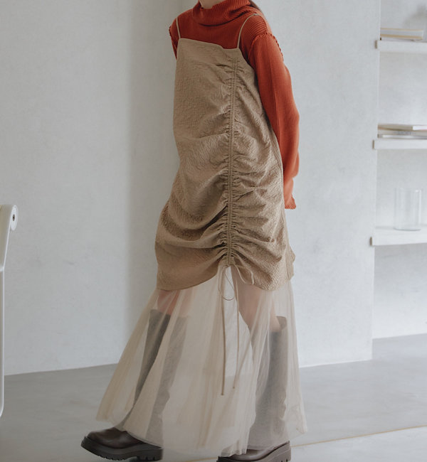 オケージョンドレス/結婚式】Tulle layered bare dress|Kastane