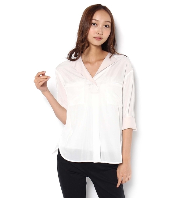 【リヴドロワ/RIVE DROITE】 ノーカラーコンビカラーチュニック [送料無料]