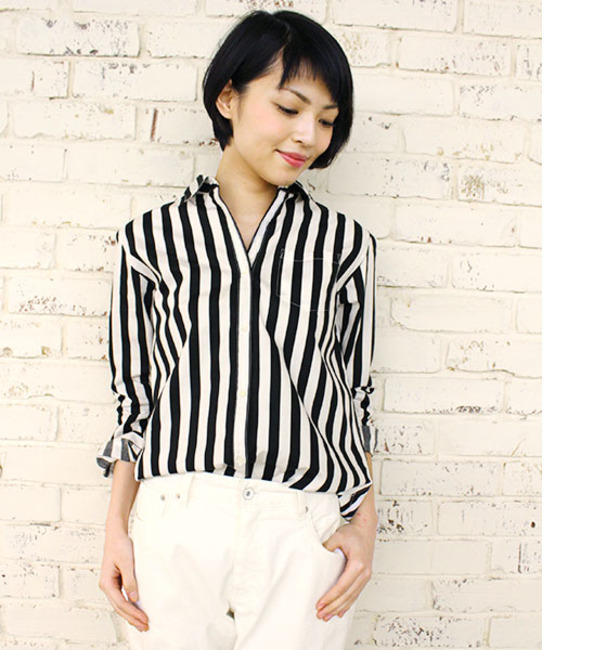 ワイドストライプシャツ