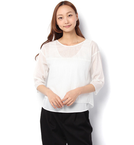 メッシュストライプブラウス