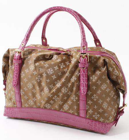 クロコ型押しレザーボストンバッグ（大）【RT14D1234500100】