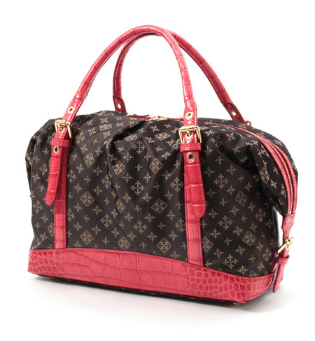 クロコ型押しレザーボストンバッグ（大）【RT14D1234500200】