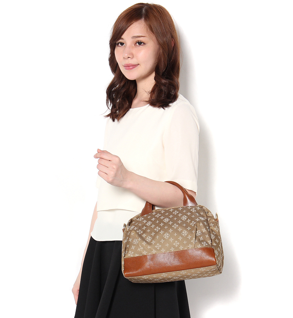 モノグラム×レザー ボストンバッグ