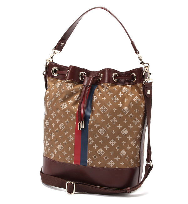 【ラシット/russet】 ラインプリント巾着型ショルダーバッグ [送料無料]